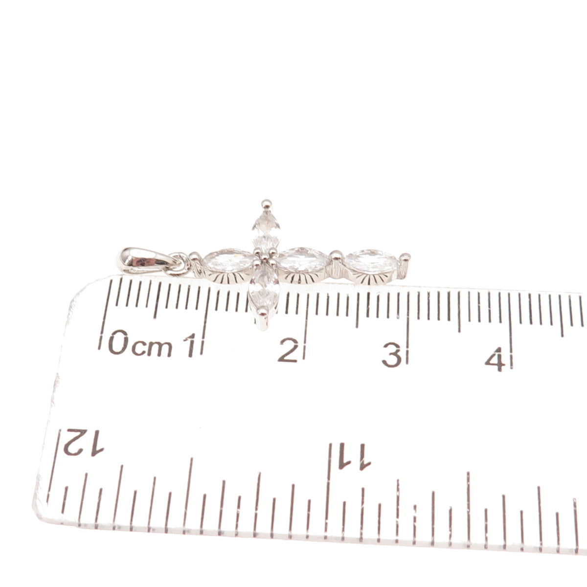 Felicia Design 925 Sterling Silver Marquise-Cut C Z Cross Charm Pendant