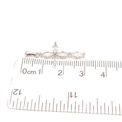 Felicia Design 925 Sterling Silver Marquise-Cut C Z Cross Charm Pendant