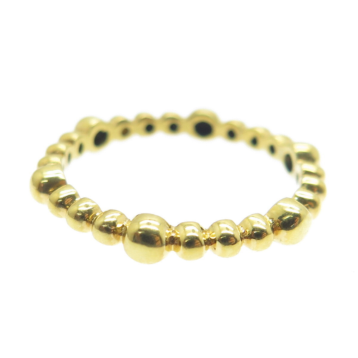 925 Sterling Silver Gold Plated Beaded Band Ring Size 6.5