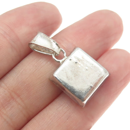 925 Sterling Silver Vintage Mexico Glass Pressed Flower Pendant