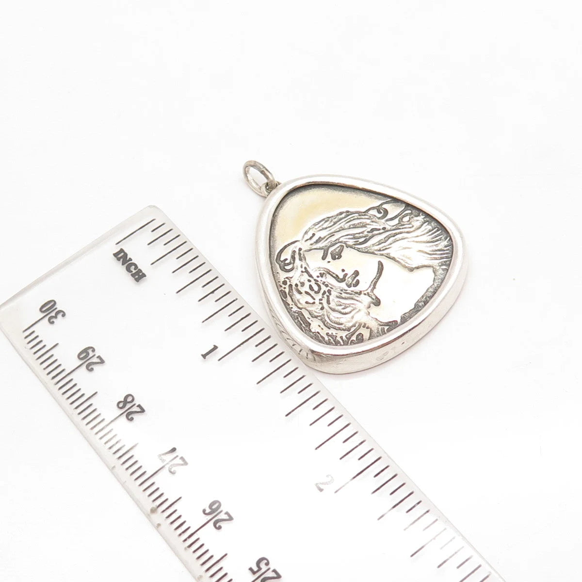925 Sterling Silver Vintage Charming Lady Face Pendant