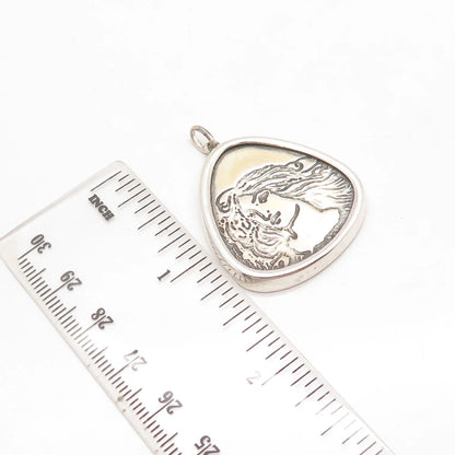 925 Sterling Silver Vintage Charming Lady Face Pendant