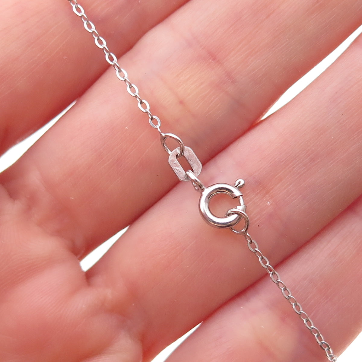 925 Sterling Silver Real Ruby & MOP Floral Cable Chain Necklace 18"