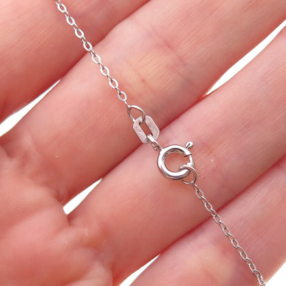 925 Sterling Silver Real Ruby & MOP Floral Cable Chain Necklace 18"