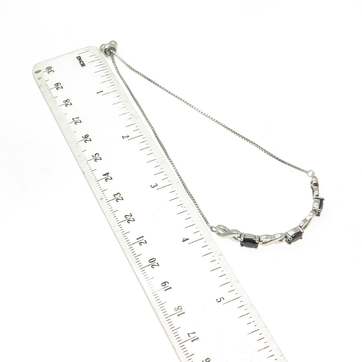 DBJ DEE BERKLE 925 Sterling Silver Sapphire Infinity Adjustable Bracelet 6-9.75"