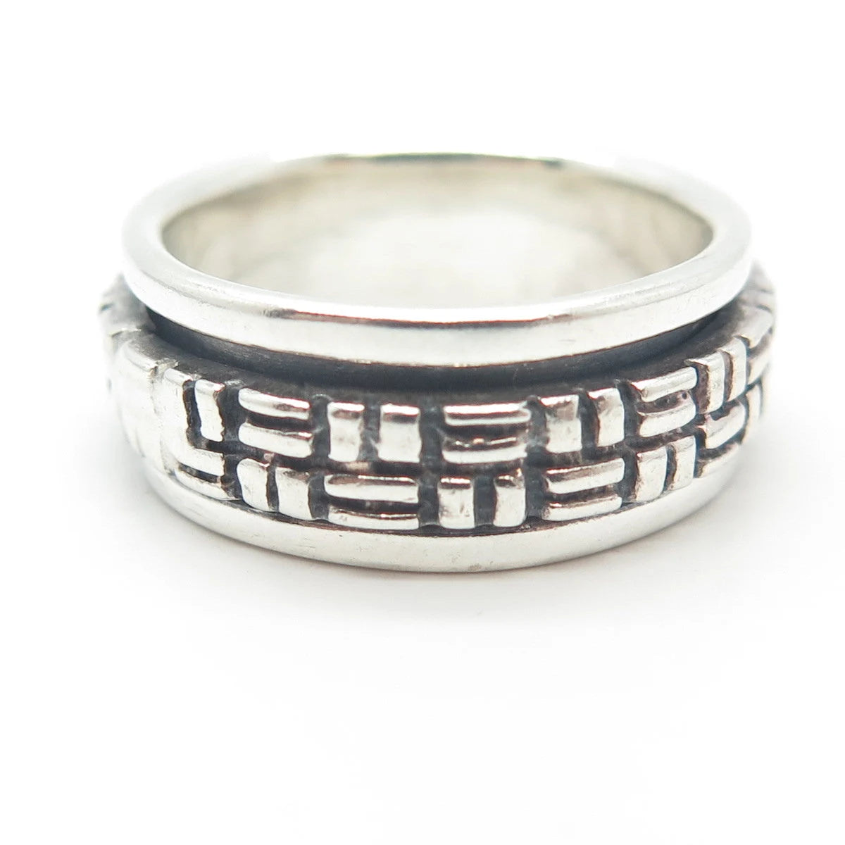 925 Sterling Silver Vintage Woven Rotating Band Ring Size 5.75