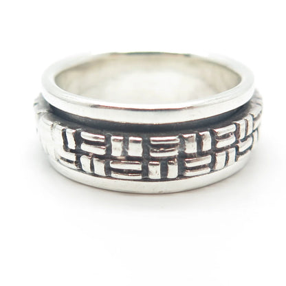 925 Sterling Silver Vintage Woven Rotating Band Ring Size 5.75