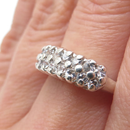 925 Sterling Silver Round-Cut C Z Cluster Ring Size 6.75