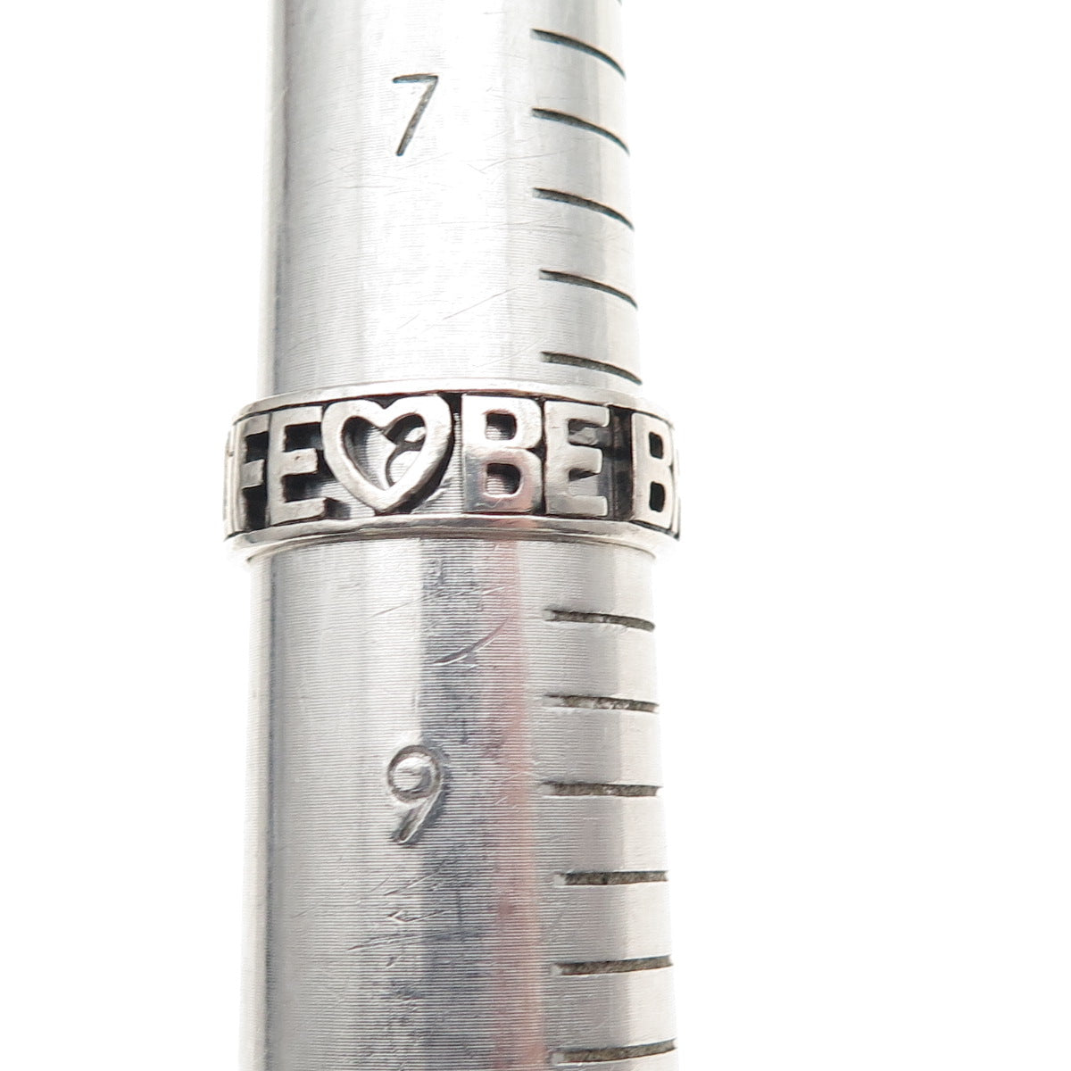 925 Sterling Silver Vintage Love Life Be Brave Oxidized Band Ring Size 8.25