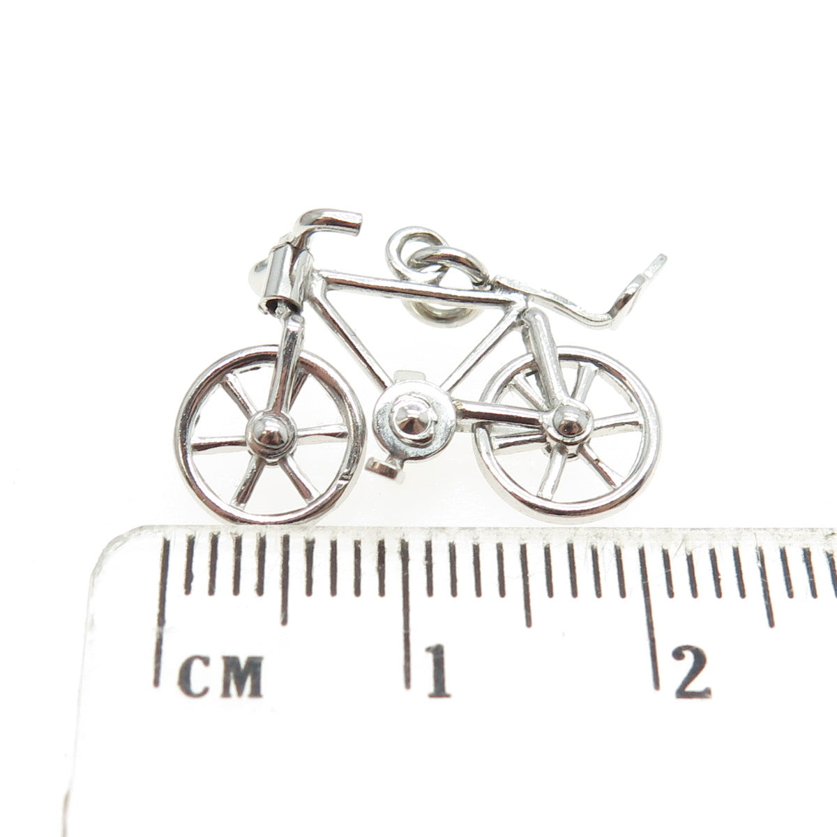 925 Sterling Silver Antique Art Deco Bicycle 3D Pendant