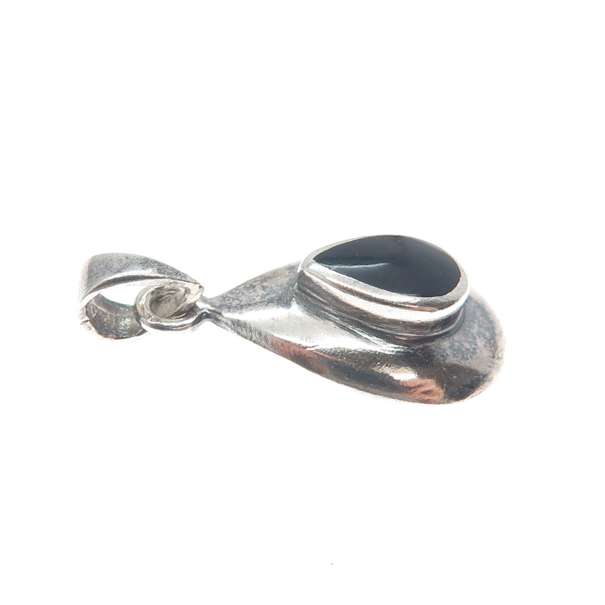 CHARLES WINSTON Sterling Silver Vintage Black Onyx Oxidized Minimalist Pendant