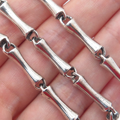 925 Sterling Silver Vintage Bamboo Bar Chain Oxidized Necklace 18"