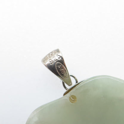 AVON 925 Sterling Vintage Real Jade & C Z Elephant Chinese Character Pendant