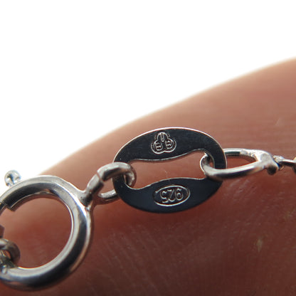 925 Sterling Silver Heart & Round-Cut C Z Cable Chain Necklace 18"