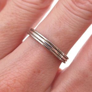 Charles Winston 925 Sterling Silver Vintage Lined Oxidized Band Ring Size 7