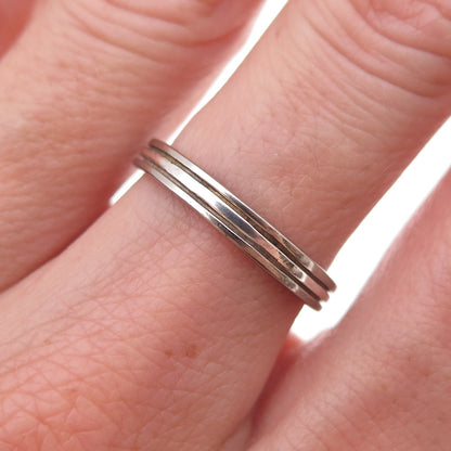 Charles Winston 925 Sterling Silver Vintage Lined Oxidized Band Ring Size 7