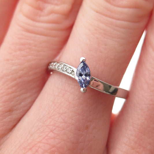 BGE Bradford 925 Sterling Silver Blue & White C Z Always Ring Size 7.25