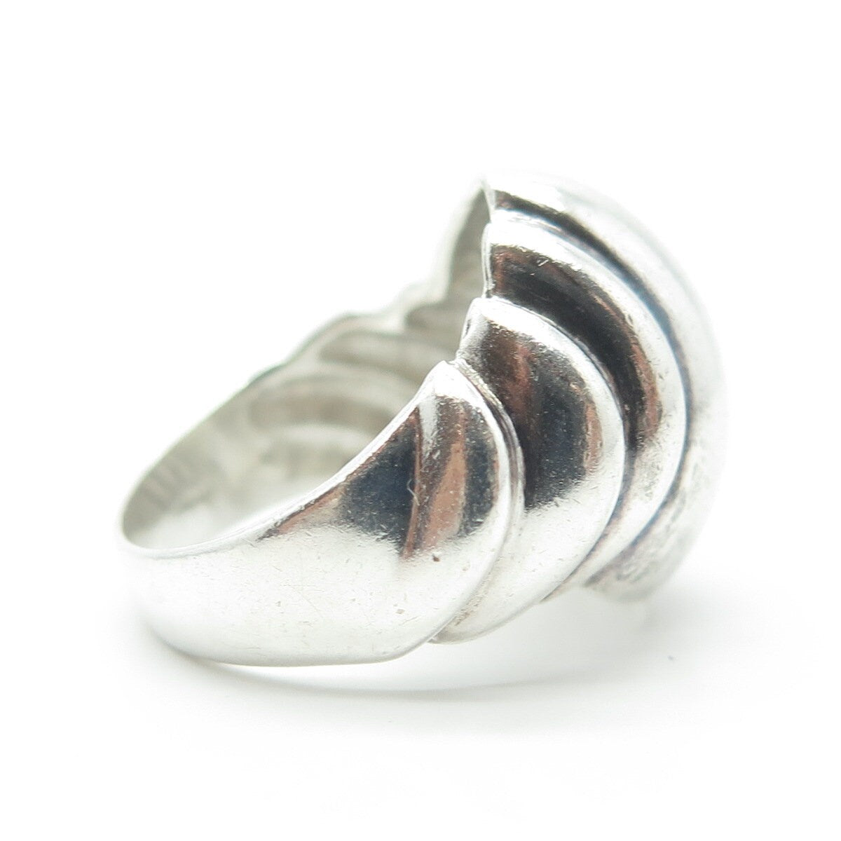 925 Sterling Silver Vintage Ribbed Ring Size 7.75