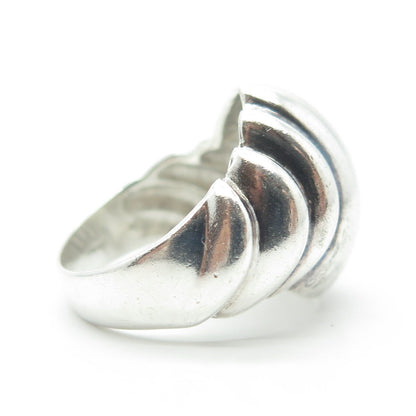 925 Sterling Silver Vintage Ribbed Ring Size 7.75