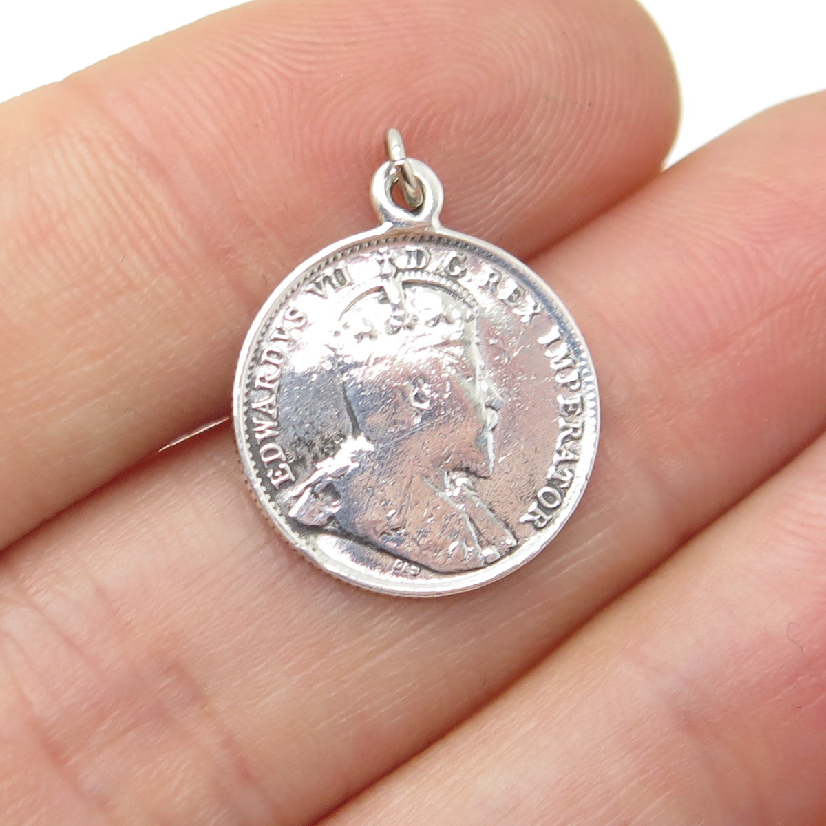 925 Sterling Silver Antique Canada 1902 King Edward VII 5 Cents Coin Pendant