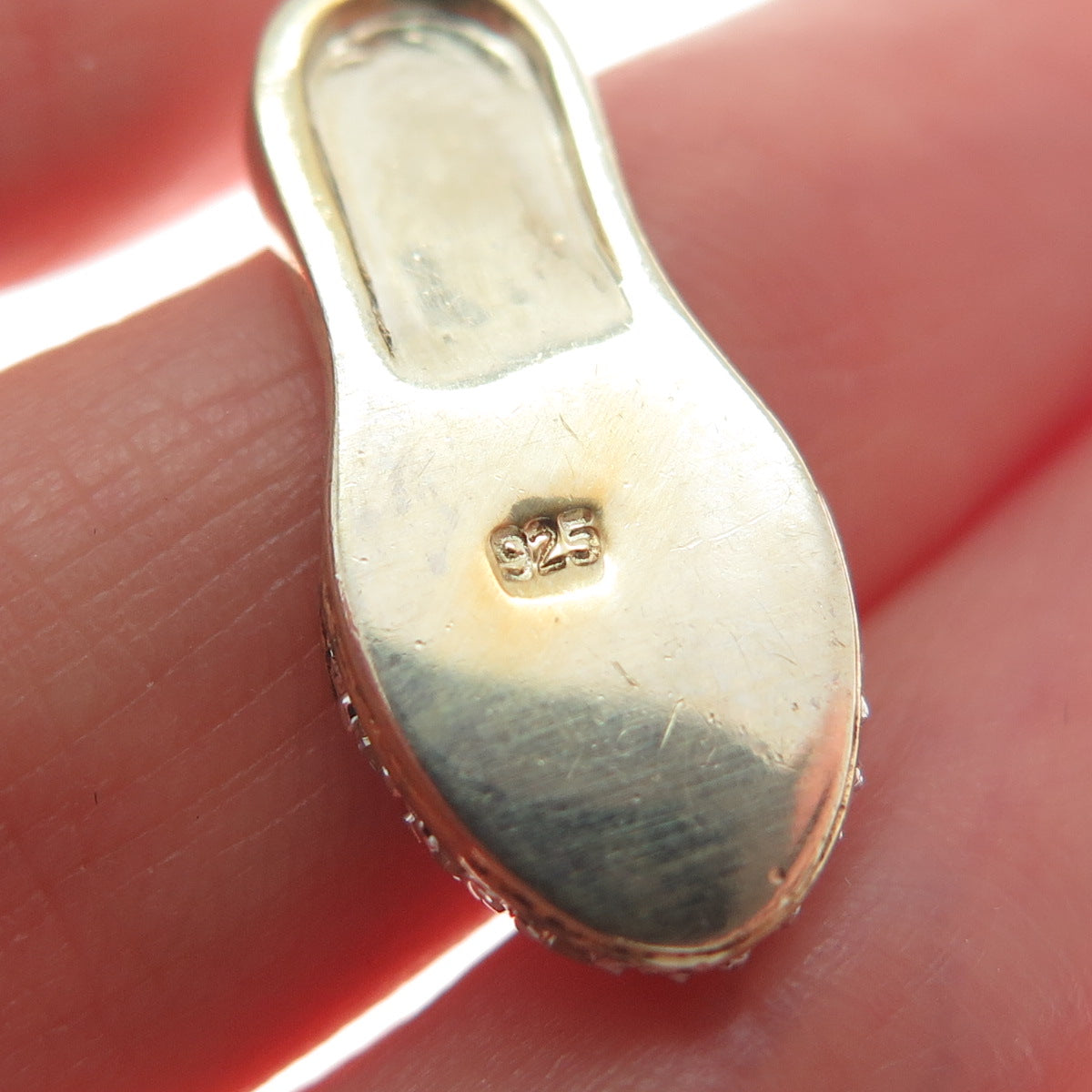 925 Sterling Silver Gold Plated Round-Cut C Z Ladies Shoe Minimalist Pendant