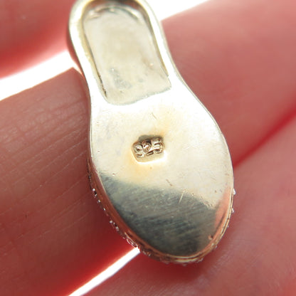 925 Sterling Silver Gold Plated Round-Cut C Z Ladies Shoe Minimalist Pendant