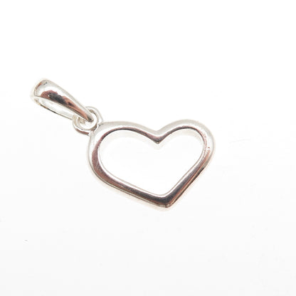 925 Sterling Silver Vintage Open Heart Mini Charm Pendant