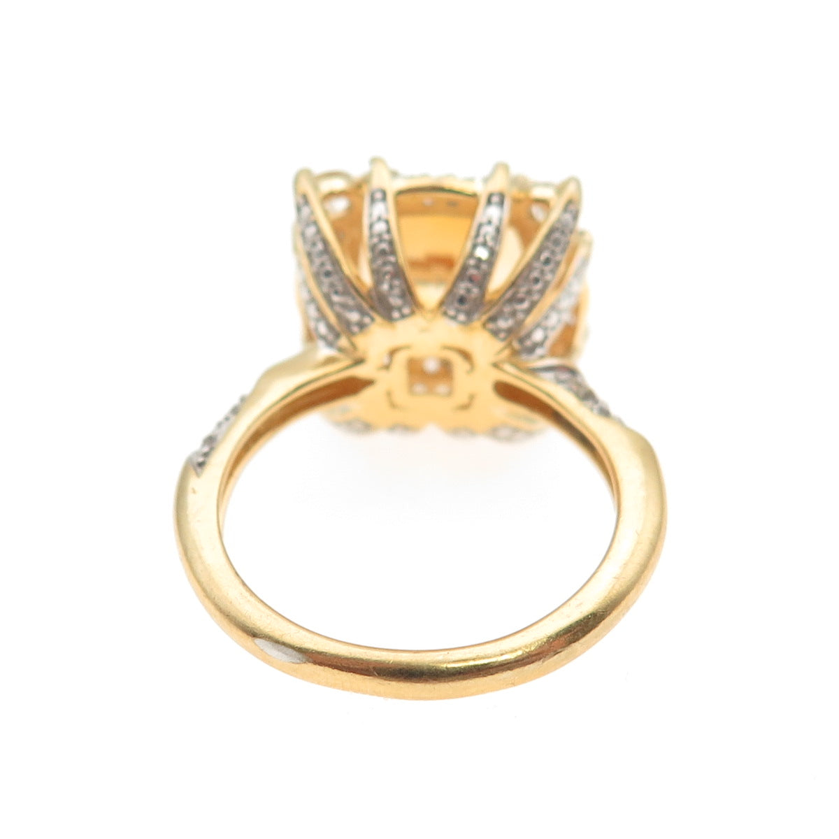 Chuck Clemency Sterling Silver Gold Plated Real Citrine White Topaz Ring Size 7