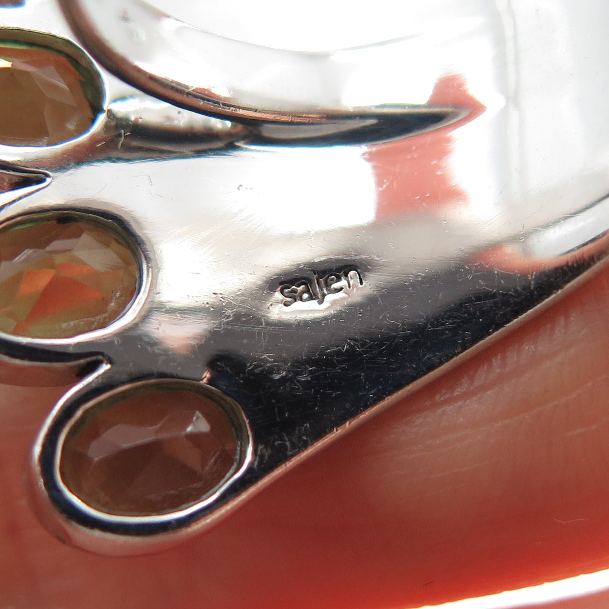 SAJEN 925 Sterling Silver Vintage Real Peridot Oxidized Wing Overlap Ring Size 7