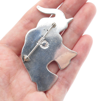 LATON 925 Sterling Silver 2-Tone Vintage Mexico Elephant Pin Brooch