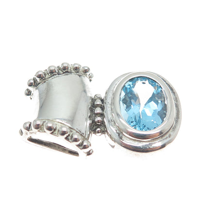 CHATEAU D'ARGENT 925 Sterling Silver Vintage Real Blue Topaz Slide Pendant