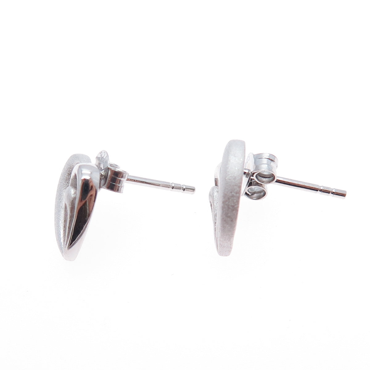 925 Sterling Silver Round-Cut C Z Textured Heart Earrings