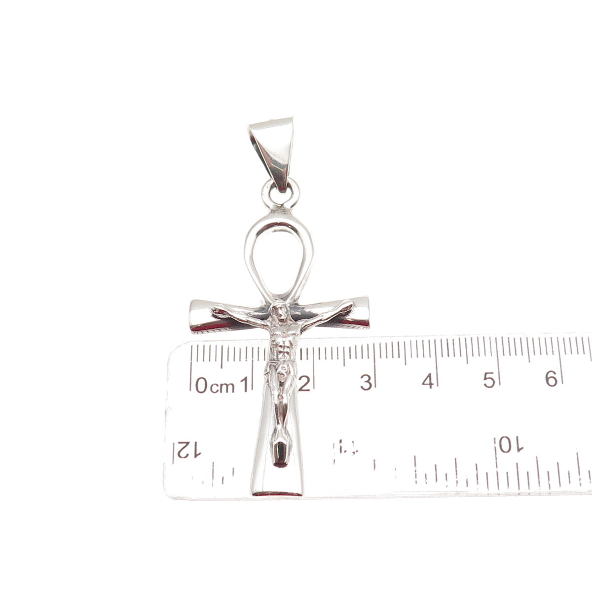 925 Sterling Silver Vintage Egyptian Ankh Crucifix Cross Charm Pendant
