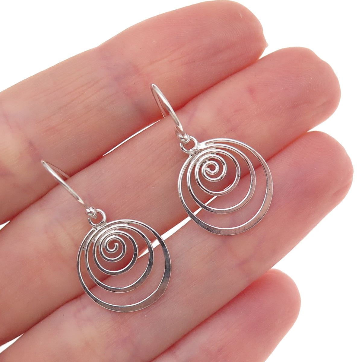 925 Sterling Silver Vintage Spiral Dangle Earrings