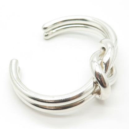 925 Sterling Silver Vintage Mexico Mariner Knot Adjustable Cuff Bracelet 6.25"