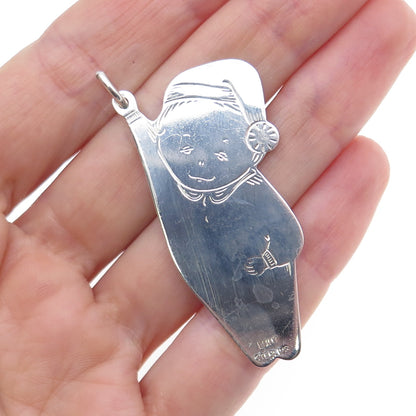 LUNT 925 Sterling Silver Vintage Tiny Tot Boy w/ Candle Ornament Pendant