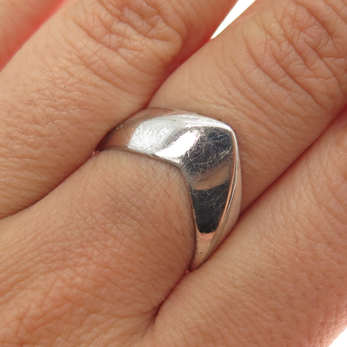 925 Sterling Silver Vintage Modernist Zig Zag Ring Size 7.75
