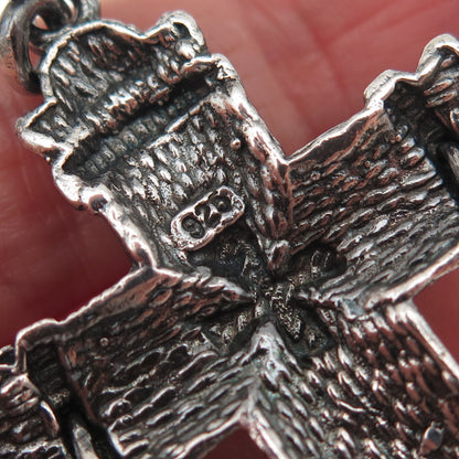 925 Sterling Silver Vintage Crucifix Cross Oxidized Pendant
