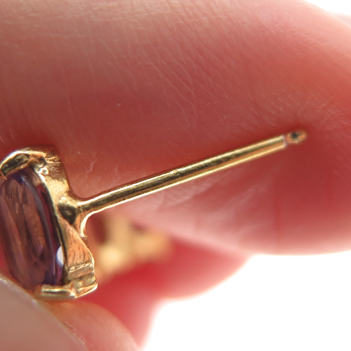 925 Sterling Silver Gold Plated Real Oval-Cut Amethyst Cluster Bar Drop Earrings