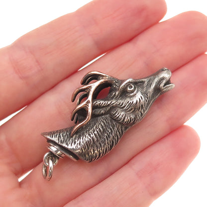 925 Sterling 2-Tone Antique Art Deco Deer Bracelet / Necklace Box Lock Clasp