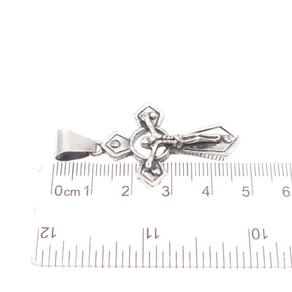 925 Sterling Silver Vintage Crucifix Cross Oxidized Charm Pendant
