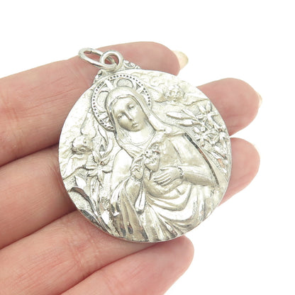 CREED 925 Sterling Silver Antique Art Deco St. Mary Religious Pendant