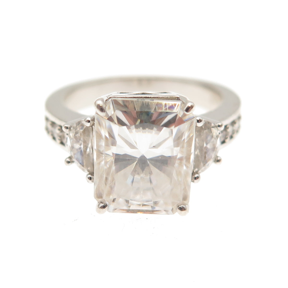D'JOY 925 Sterling Silver Multi-Cut C Z Engagement Ring Size 5