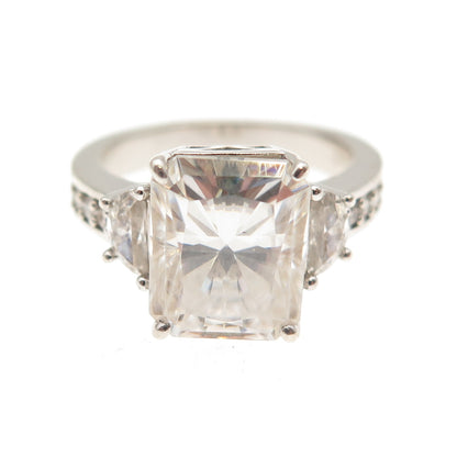 D'JOY 925 Sterling Silver Multi-Cut C Z Engagement Ring Size 5