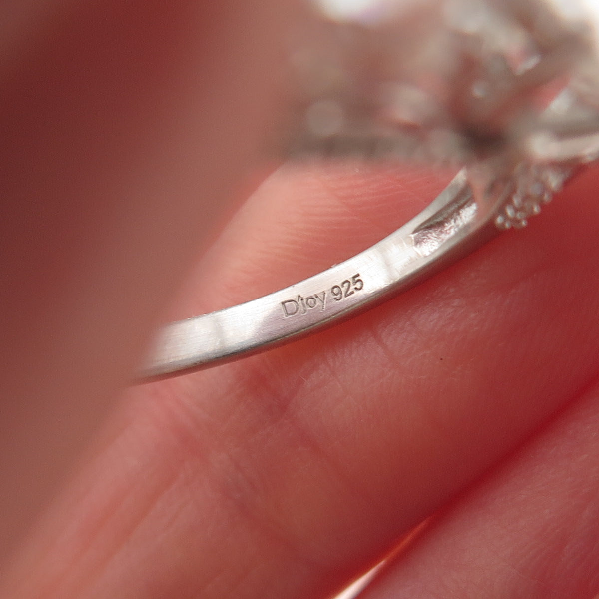 D'Joy 925 Sterling Silver Real Moissanite Engagement Ring Size 7.25