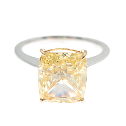 DSMK 925 Sterling Silver 2-Tone Radiant-Cut Canary C Z Ring Size 6
