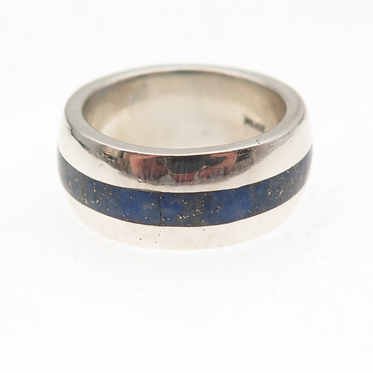 Paul Brackna 925 Sterling Silver Vintage Real Lapis Modernist Ring Size 7.25