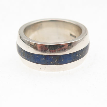 Paul Brackna 925 Sterling Silver Vintage Real Lapis Modernist Ring Size 7.25