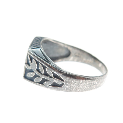 FD FELICIA DESIGN 925 Sterling Silver Vintage Carnelian Oxidized Ring Size 9.25