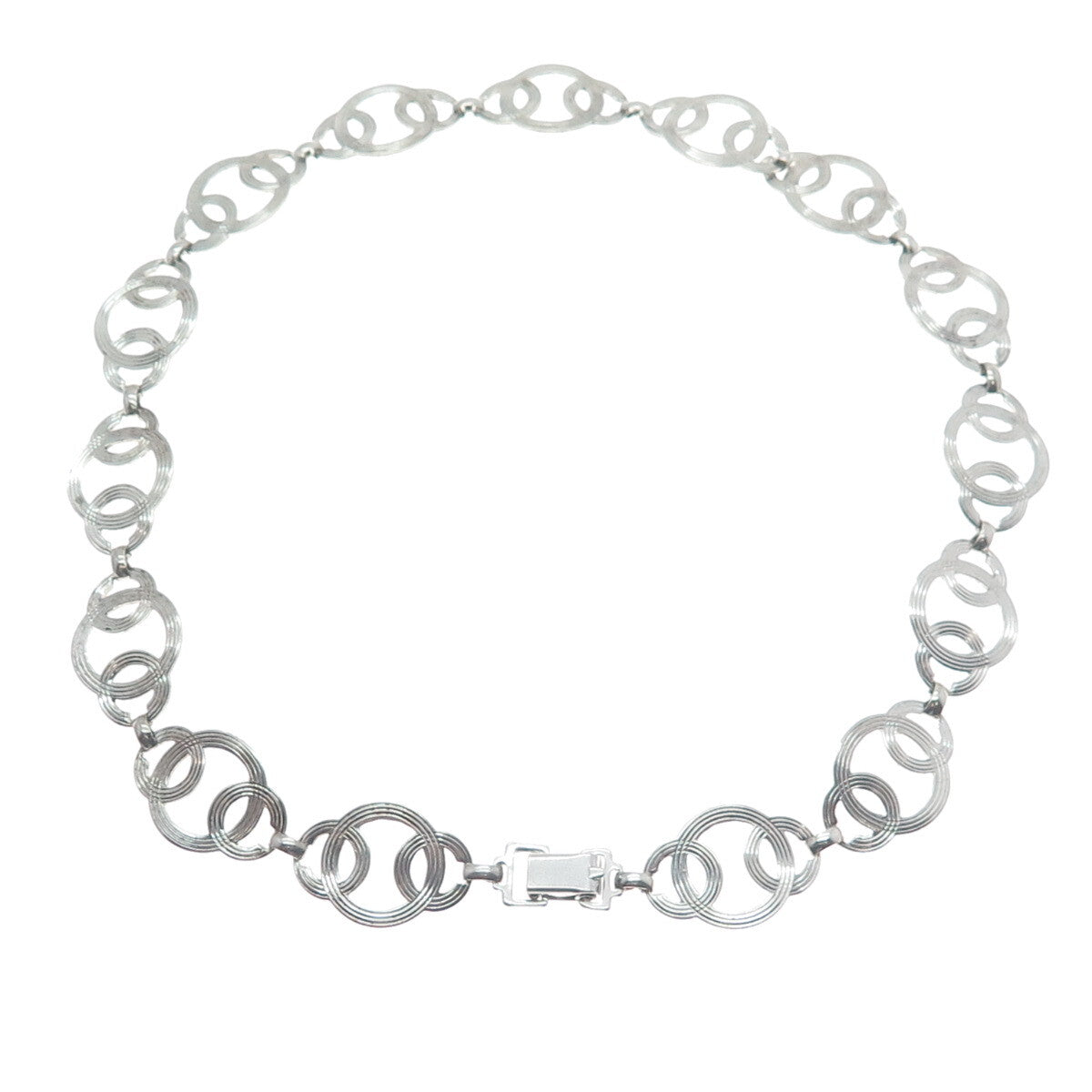 W. E. RICHARDS 925 Sterling Silver Antique Art Deco Geometric Chain Necklace 15"